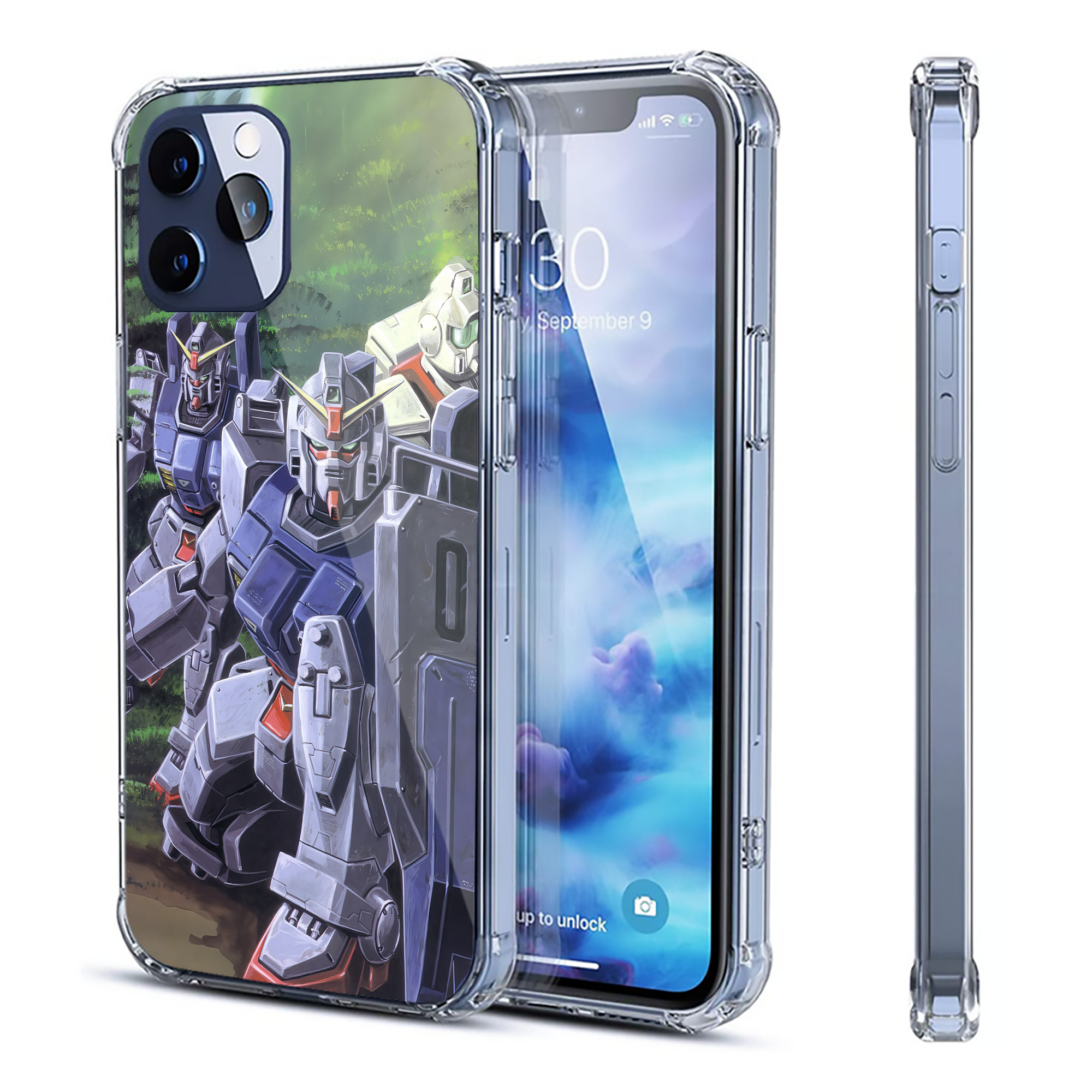 （画像用） 機動戦士ガンダム Mobile Suit Gundam 【iPhone 12シリーズ対応】透明スマホケース（クリアソフトケース）